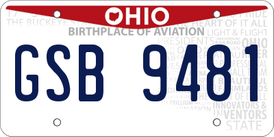 OH license plate GSB9481