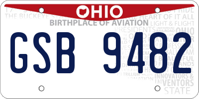 OH license plate GSB9482