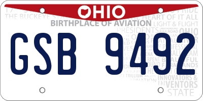 OH license plate GSB9492