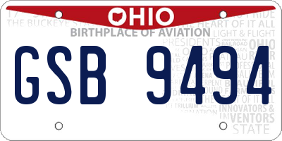 OH license plate GSB9494