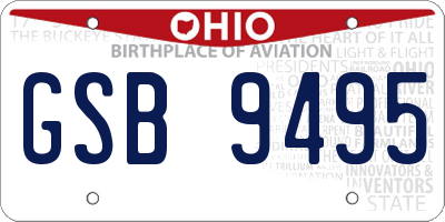 OH license plate GSB9495