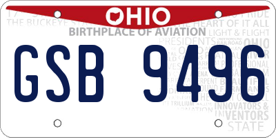 OH license plate GSB9496