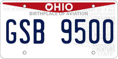 OH license plate GSB9500