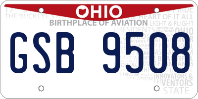 OH license plate GSB9508