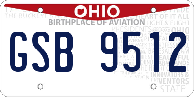 OH license plate GSB9512