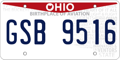 OH license plate GSB9516