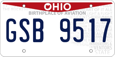 OH license plate GSB9517