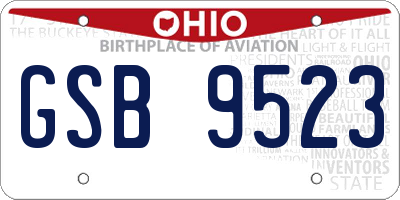 OH license plate GSB9523