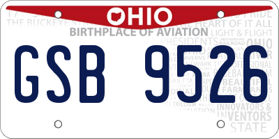 OH license plate GSB9526