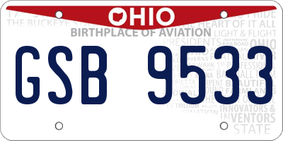 OH license plate GSB9533