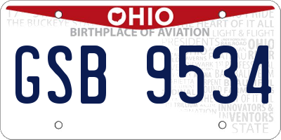 OH license plate GSB9534