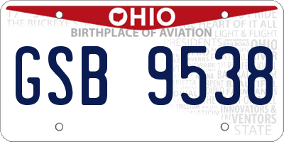 OH license plate GSB9538