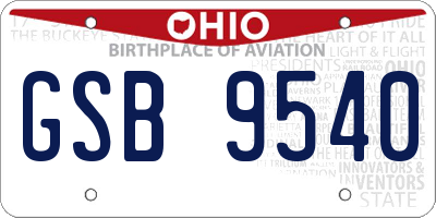 OH license plate GSB9540
