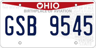 OH license plate GSB9545