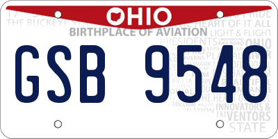 OH license plate GSB9548