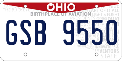 OH license plate GSB9550