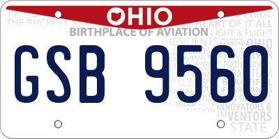 OH license plate GSB9560
