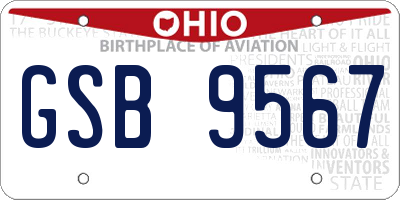 OH license plate GSB9567