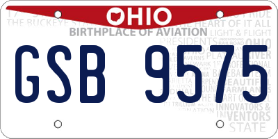OH license plate GSB9575