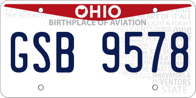 OH license plate GSB9578