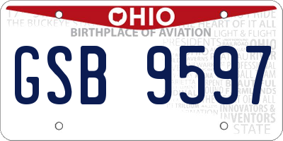 OH license plate GSB9597