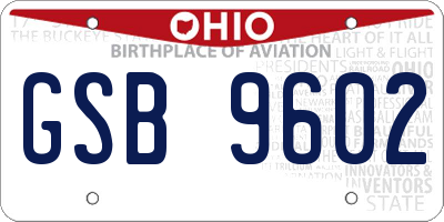 OH license plate GSB9602