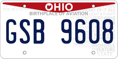 OH license plate GSB9608