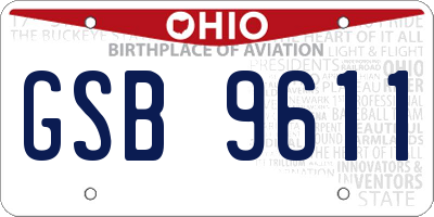 OH license plate GSB9611