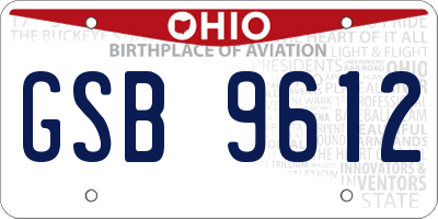 OH license plate GSB9612