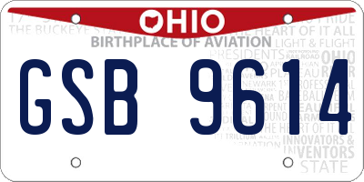 OH license plate GSB9614