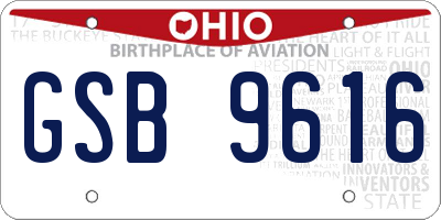 OH license plate GSB9616