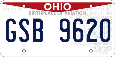 OH license plate GSB9620