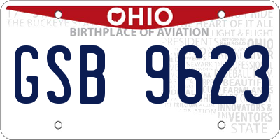 OH license plate GSB9623