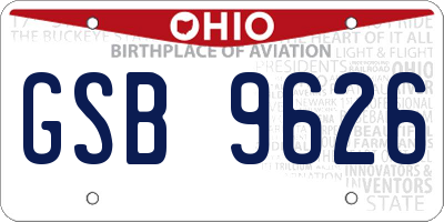OH license plate GSB9626