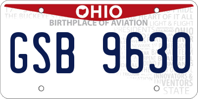 OH license plate GSB9630