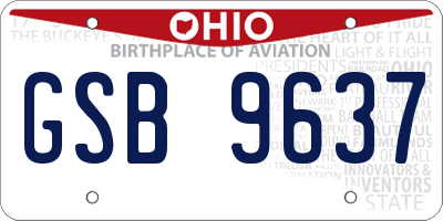 OH license plate GSB9637