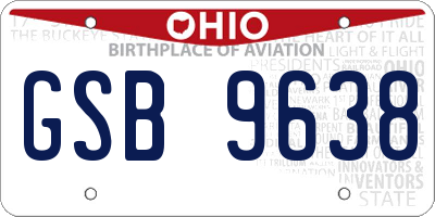 OH license plate GSB9638