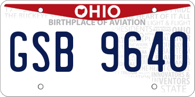 OH license plate GSB9640
