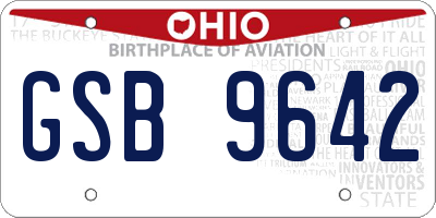 OH license plate GSB9642