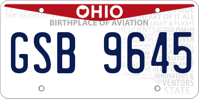OH license plate GSB9645
