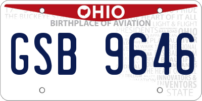 OH license plate GSB9646