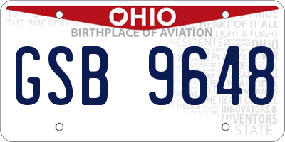 OH license plate GSB9648