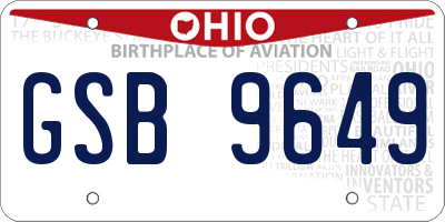 OH license plate GSB9649