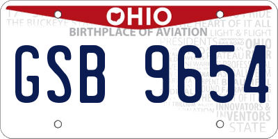 OH license plate GSB9654