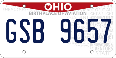 OH license plate GSB9657