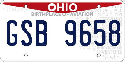 OH license plate GSB9658