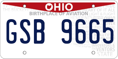 OH license plate GSB9665