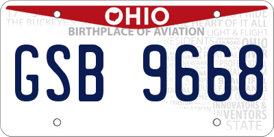 OH license plate GSB9668