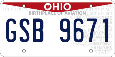 OH license plate GSB9671