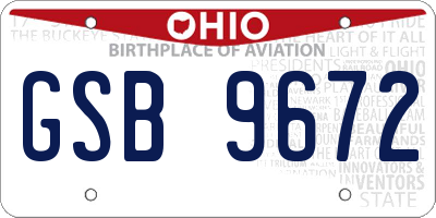 OH license plate GSB9672